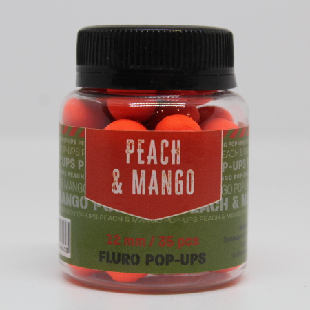 Бойлы плавающие Pop-Ups Fluro PEACH&MANGO (Манго+персик) 12mm 35pcs