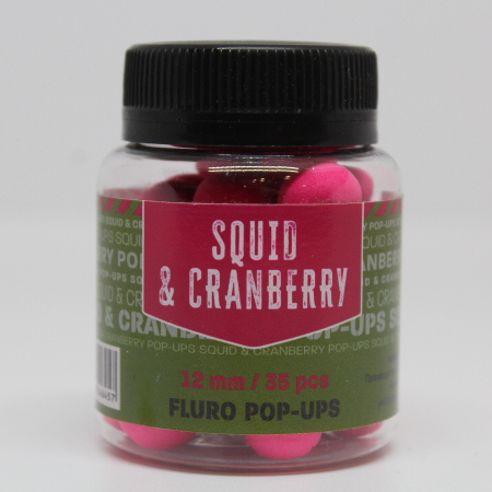 Бойлы плавающие Pop-Ups Fluro SQUID&CRANBERRY (Кальмар+клюква) 12mm 35pcs