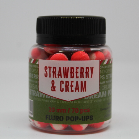 Бойлы плавающие Pop-Ups Fluro STRAWBERRY&CREAM (Клубника+крем) 10mm 70pcs